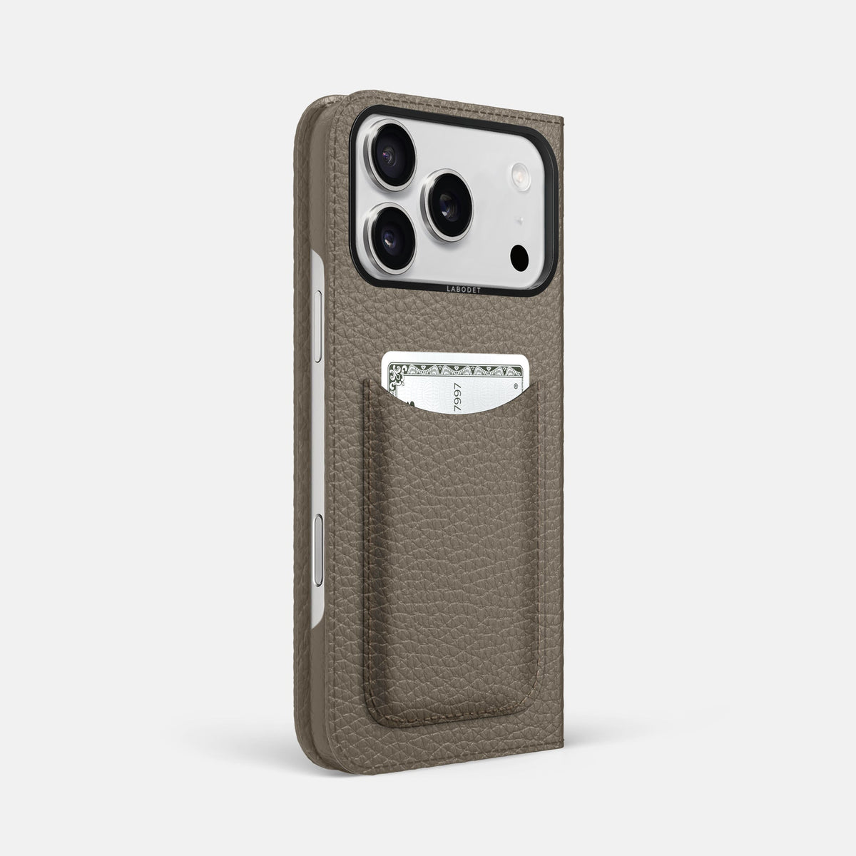 Folio Case with Card For iPhone 18 Pro Max In Calf -1 | Taupe-Black