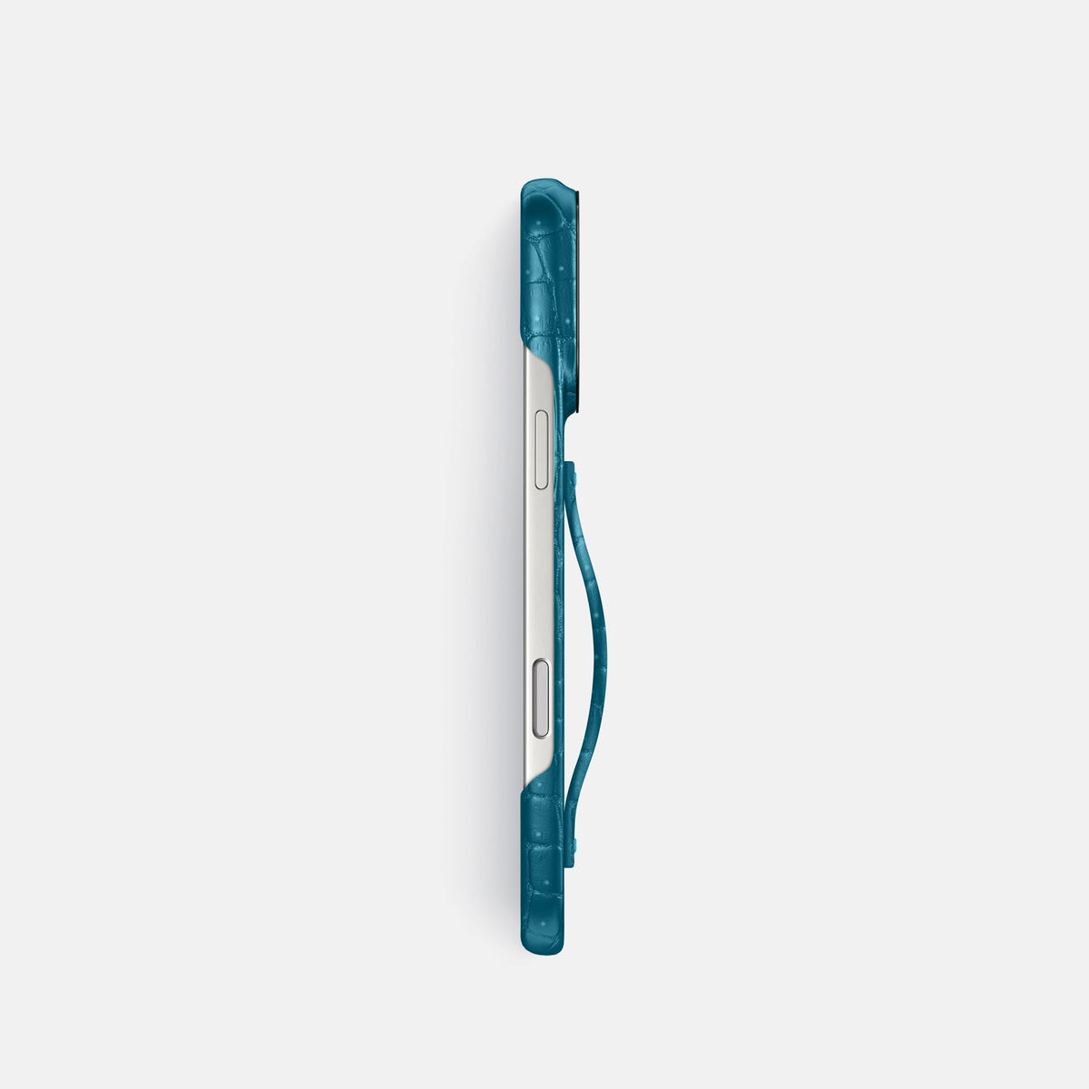 Finger Case For iPhone 18 Pro In Porosus Crocodile -3 | Turquoise-Black