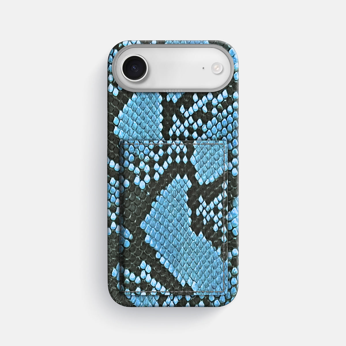 Bi-Fold Case For iPhone 17 Air In Deluxe Python -1 | Pacific-Blue-Steel