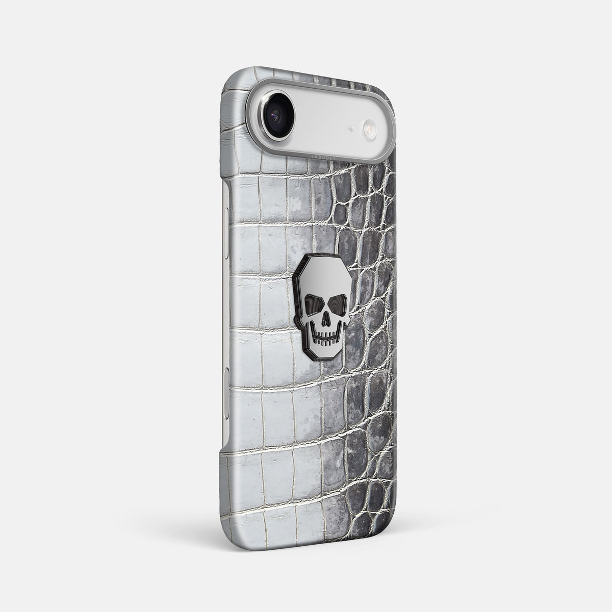 Classic Case With Titanium Skull For iPhone 17 Air In Himalayan Crocodile -2 | Silver-Steel
