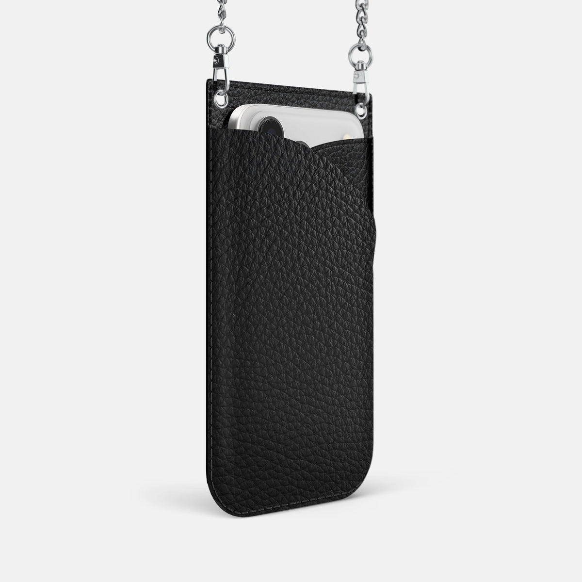 Crossbody Bag For iPhone 18 Pro In Calf -2 | Black-Steel