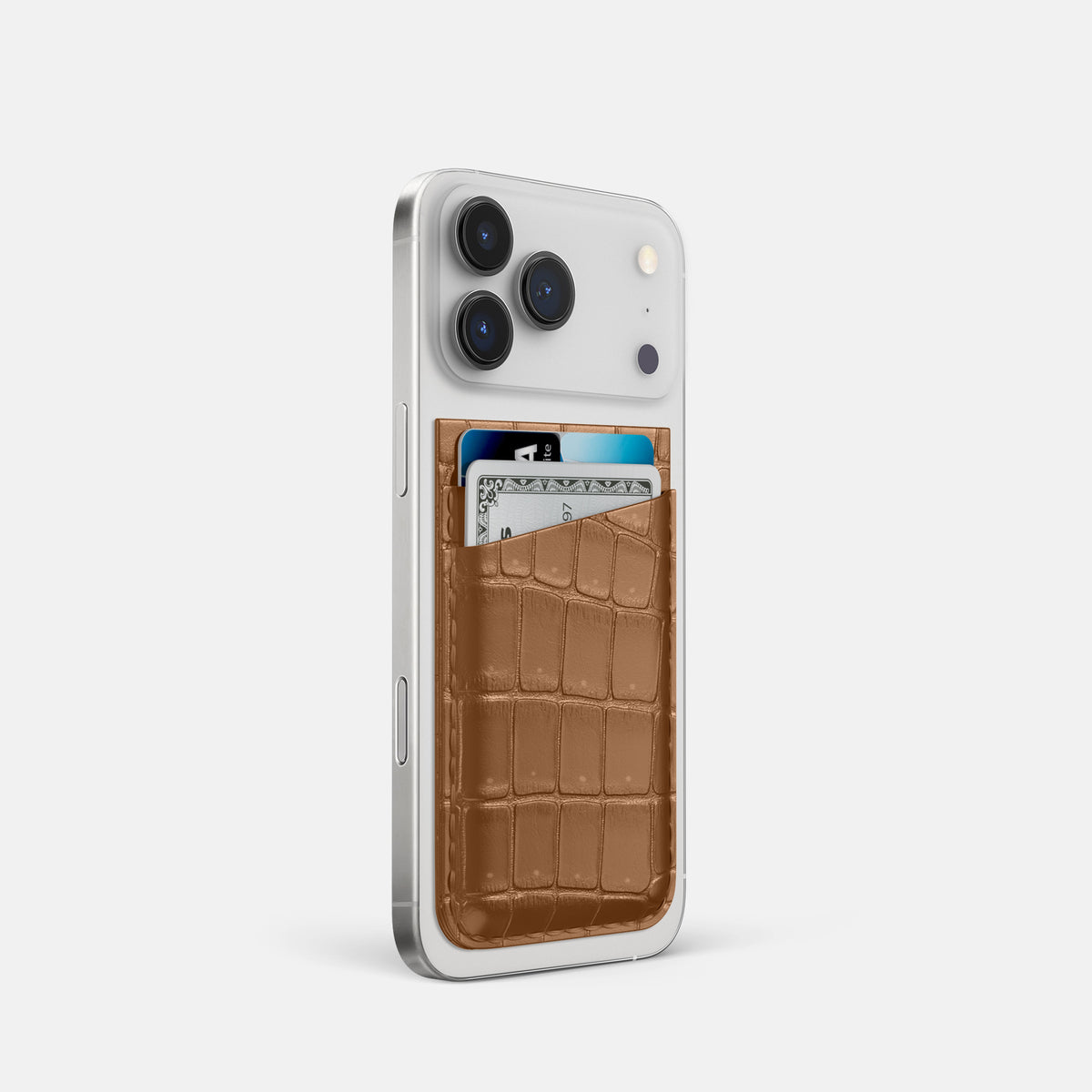 MagSafe Wallet For iPhone 17 Pro In Porosus Crocodile -2 | Milk-Chocolate