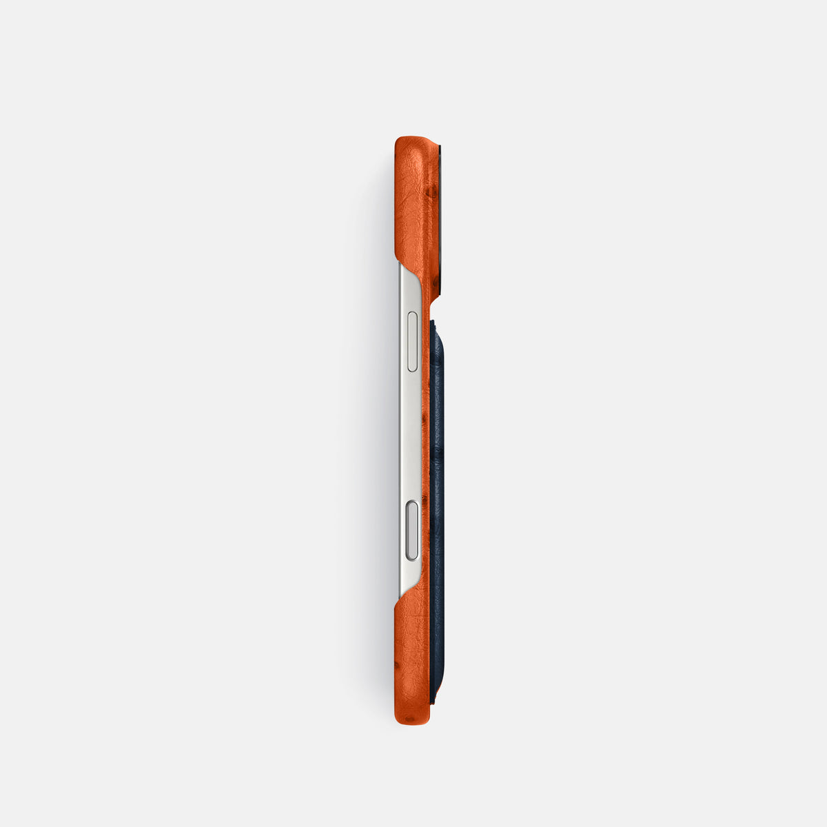 Double Card Case Coloré For iPhone 17 Pro In Ostrich -3 | Orange-Black