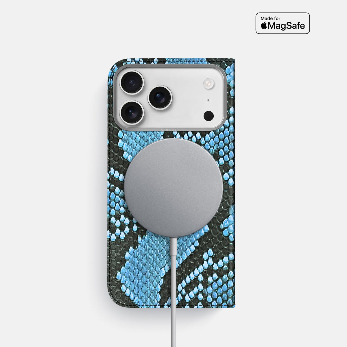 Folio Case For iPhone 18 Pro In Deluxe Python -3 | Pacific-Blue-Steel