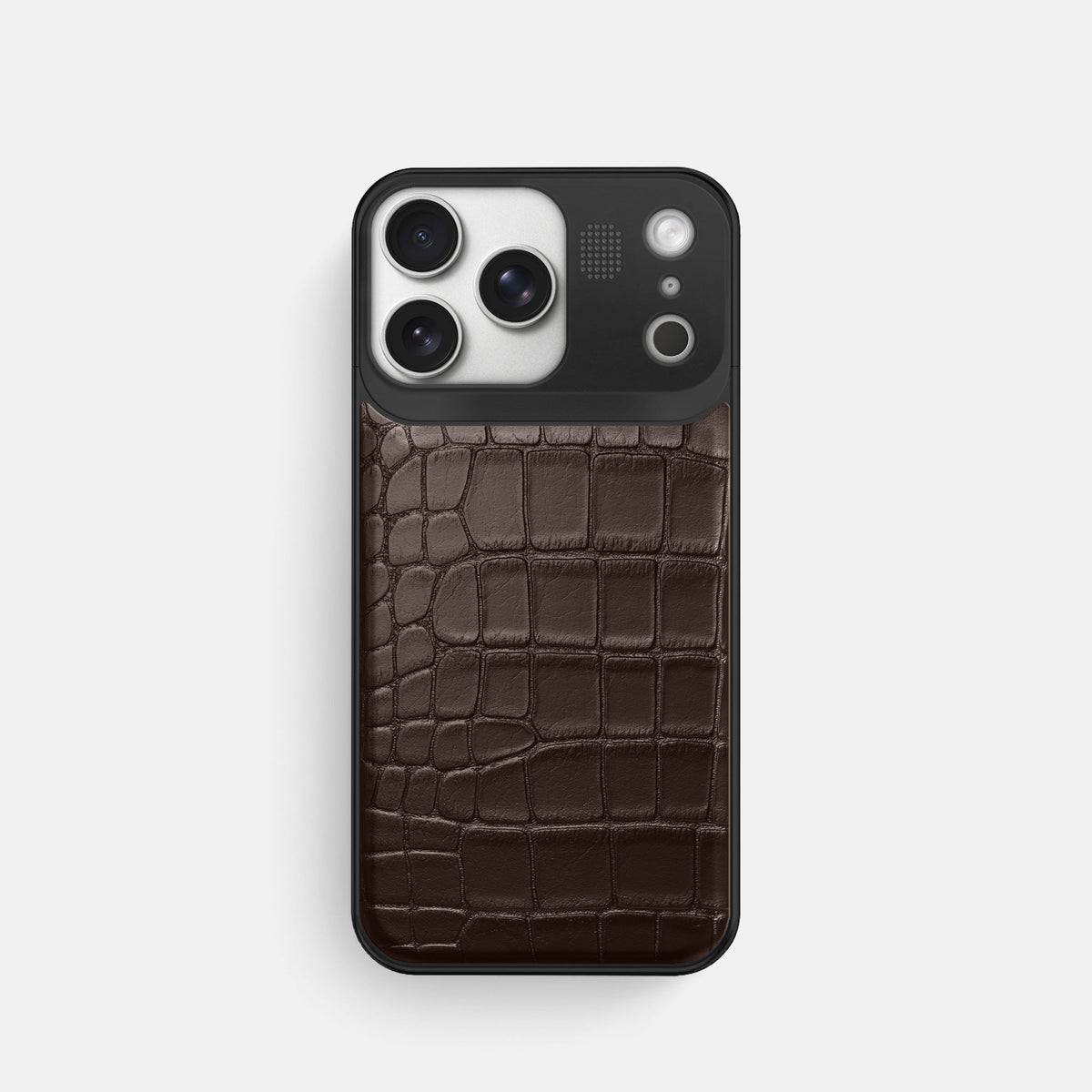 Metal Case For iPhone 18 Pro In Alligator -1 | Dark-Brown-Black