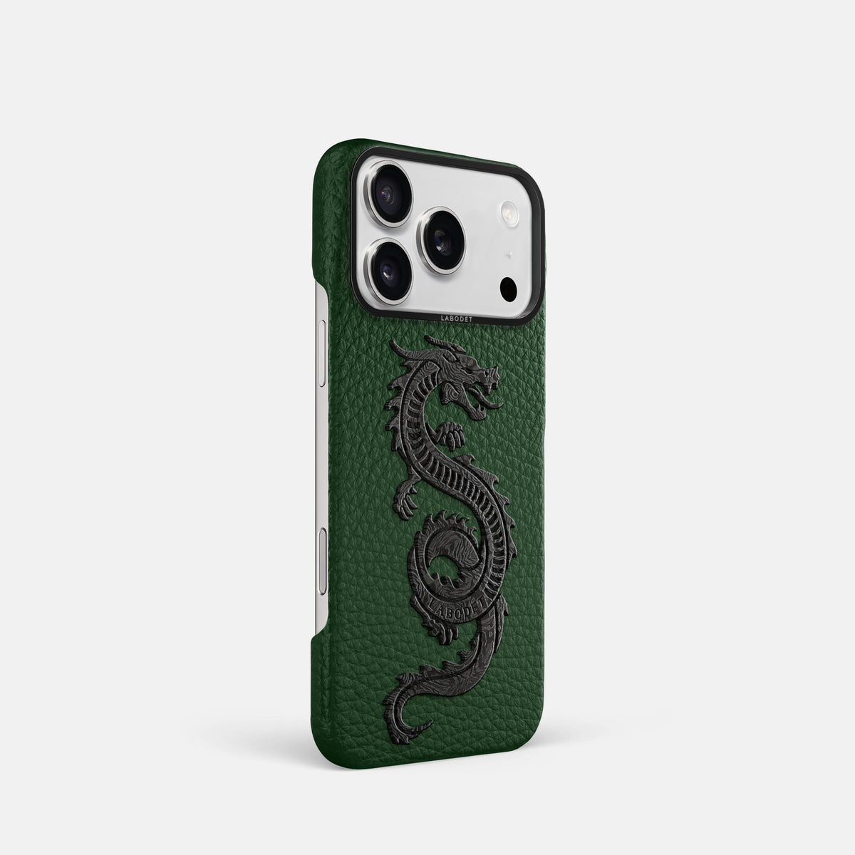 Classic Case With Carbon Dragon For iPhone 18 Pro In Calf -2 | Dark-Green-Black