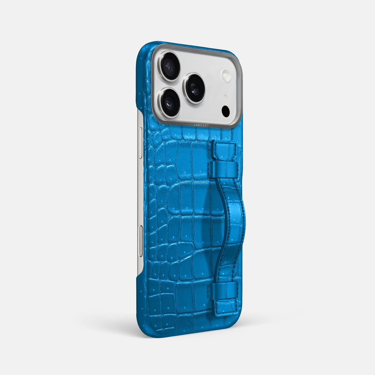 Handle Case For iPhone 18 Pro Max In Porosus Crocodile -2 | Blue-Lagoon-Steel