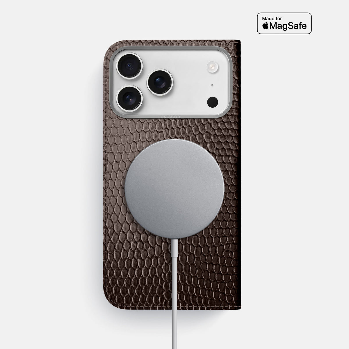 Folio Case For iPhone 18 Pro Max In Lizard -3 | Brown-Steel