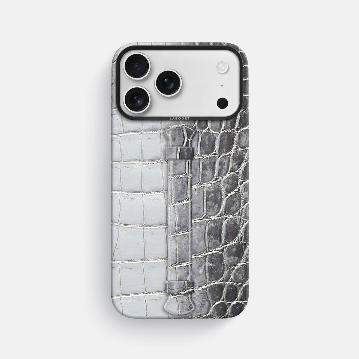 Center Handle For iPhone 17 Pro Max In Himalayan Crocodile -1 | Silver-Black