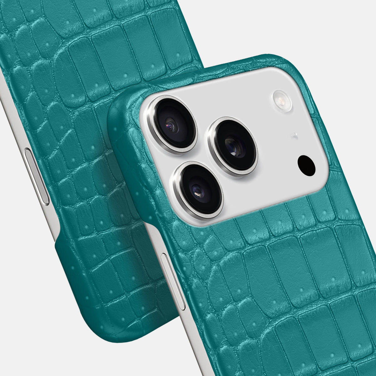 Slim Case For iPhone 18 Pro In Porosus Crocodile -6 | Celadon
