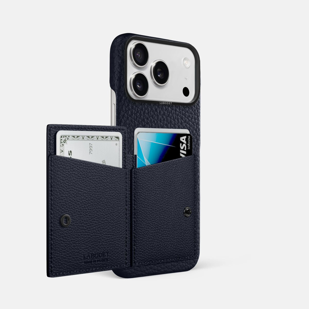 Bi-Fold Case For iPhone 18 Pro Max In Calf -2 | Marine-Black