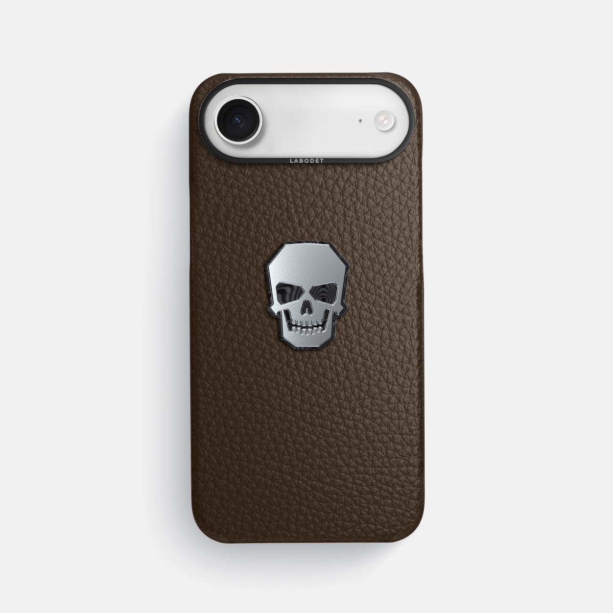Classic Case With Titanium Skull For iPhone 17 Air In Calf -1 | Dark-Brown-Black