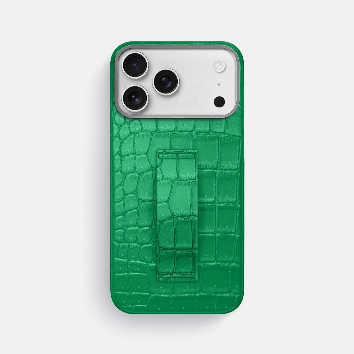 Finger Case For iPhone 18 Pro Max In Porosus Crocodile -1 | Cactus-Green-Steel