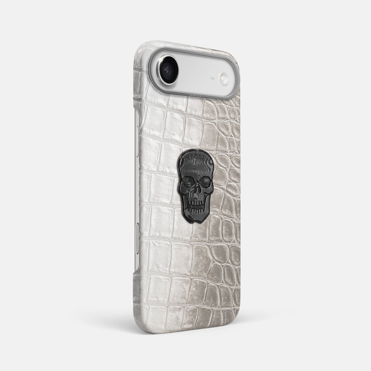 Classic Case With Carbon Skull For iPhone 17 Air In Himalayan Crocodile -2 | Grey-Steel