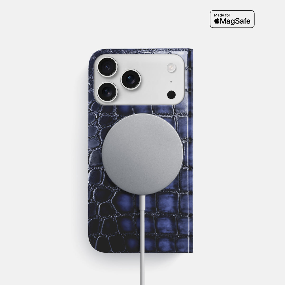 Folio Slim Case For iPhone 17 Pro In Patina Alligator -3 | Havana-Blue