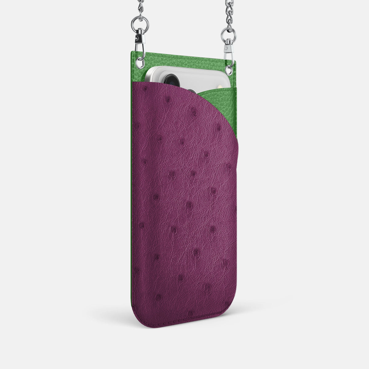 Crossbody Bag For iPhone 18 Pro In Ostrich -2 | Purple-Steel