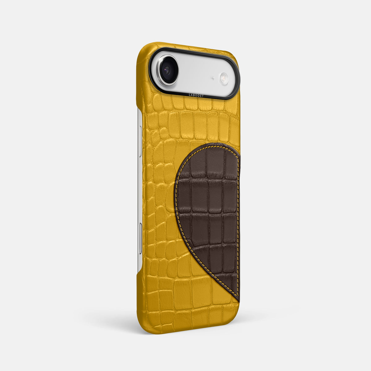 Classic Case With Half Heart - Left For iPhone 17 Air In Alligator -2 | Yellow-Black
