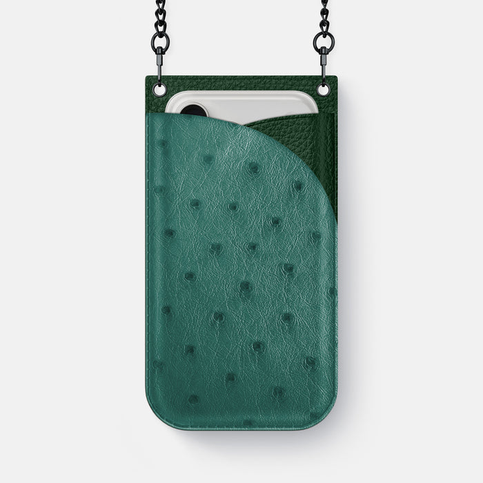 Crossbody Bag For iPhone 17 Air In Ostrich -1 | Forest-Green-Black