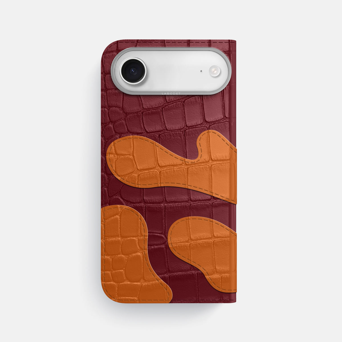 Camouflage Folio For iPhone 17 Air In Alligator -3 | Burgundy-Steel