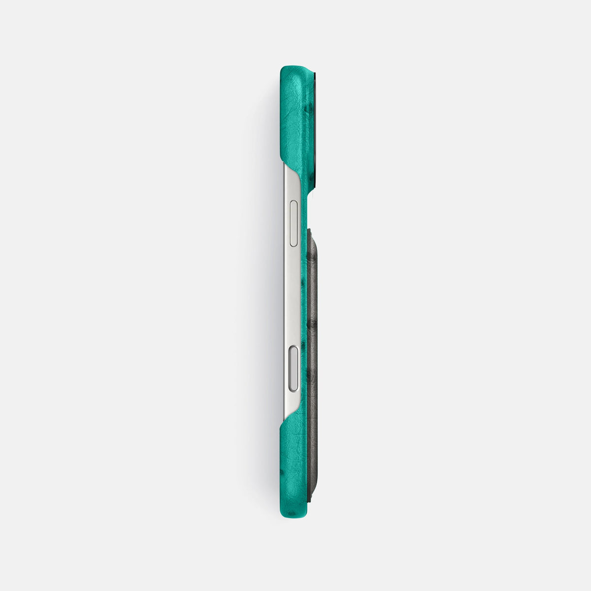 Double Card Case Coloré For iPhone 18 Pro Max In Ostrich -3 | Turquoise-Black