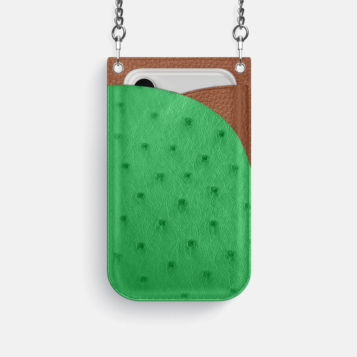Crossbody Bag For iPhone 18 Pro In Ostrich -1 | Kentucky-Green-Steel