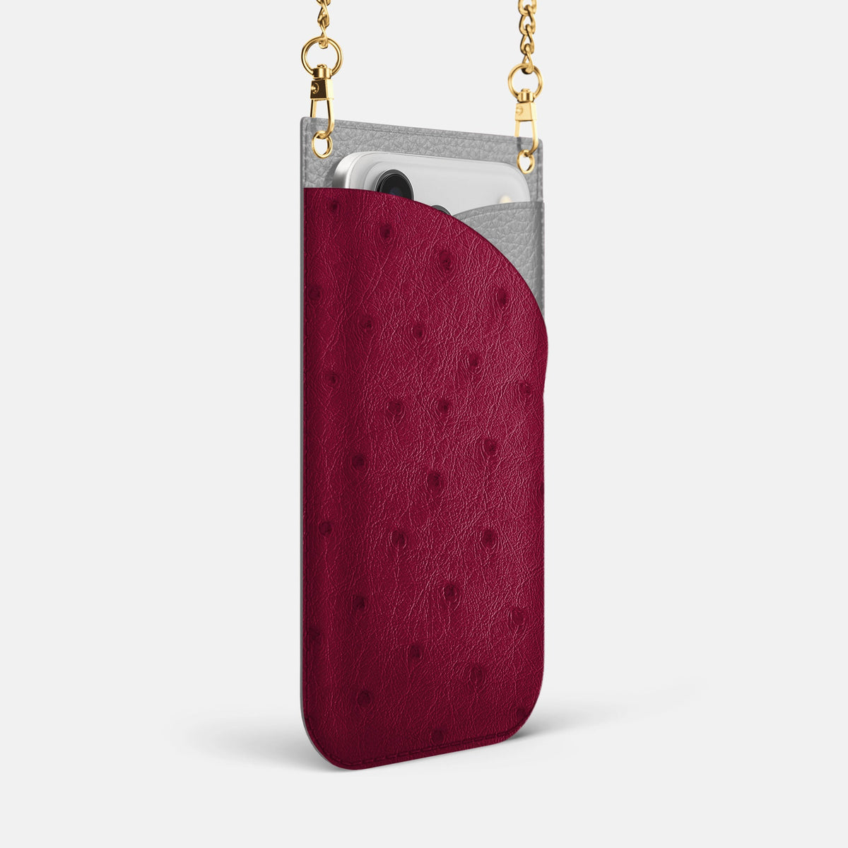 Crossbody Bag For iPhone 18 Pro Max In Ostrich -2 | Bordeaux-Gold