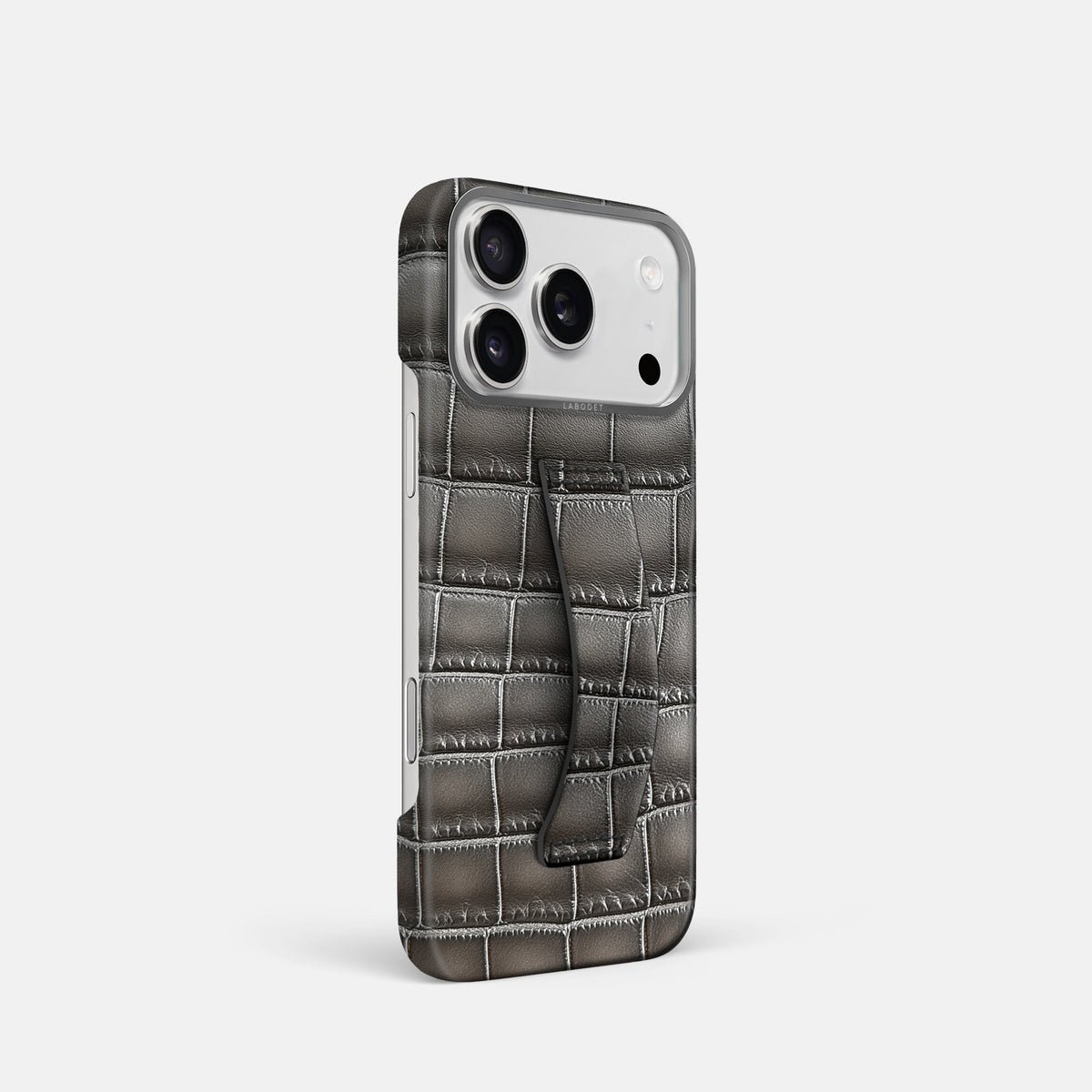 Finger Case For iPhone 18 Pro In Patina Alligator -2 | Grey-Steel