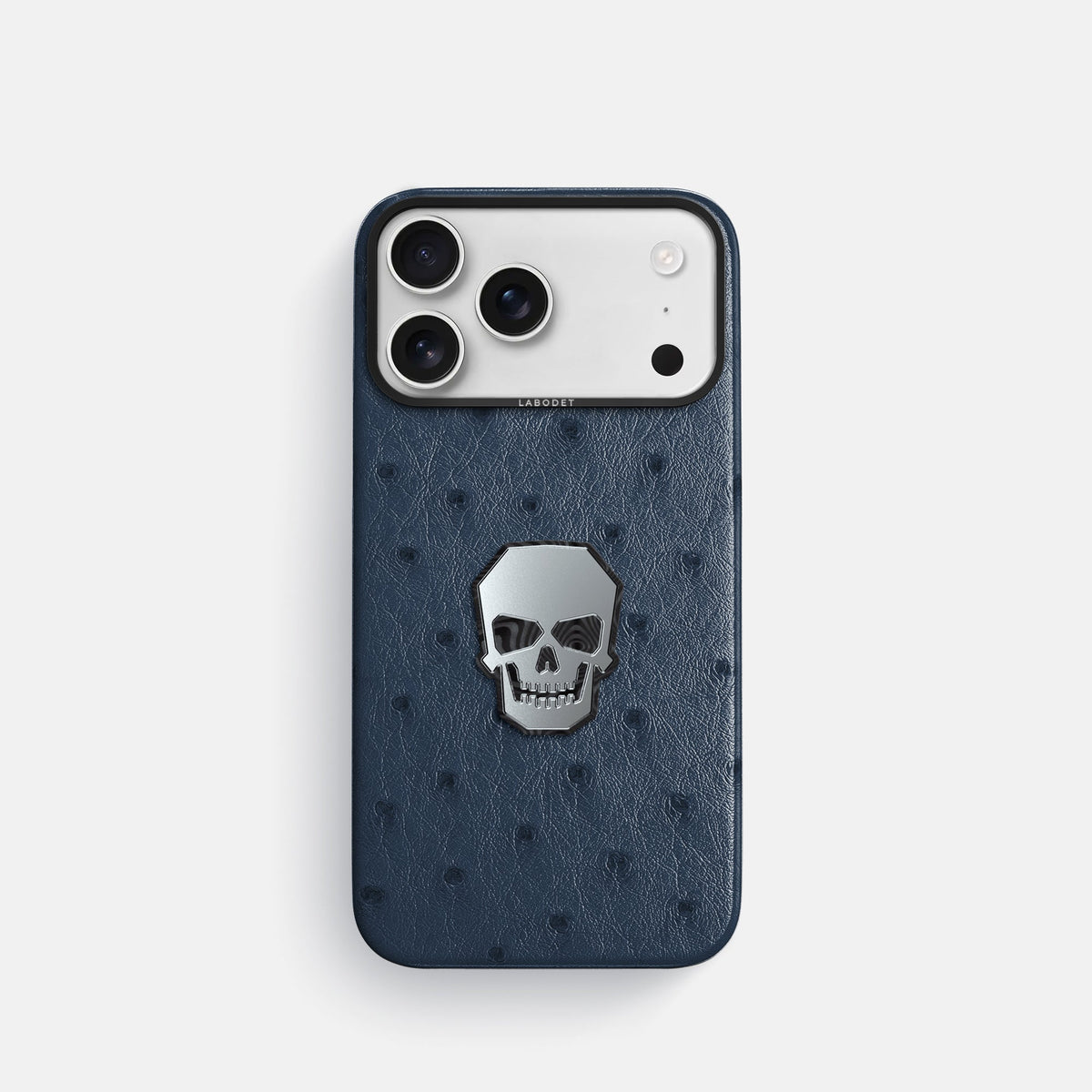 Classic Case With Titanium Skull For iPhone 18 Pro In Ostrich -1 | Navy-Blue-Black