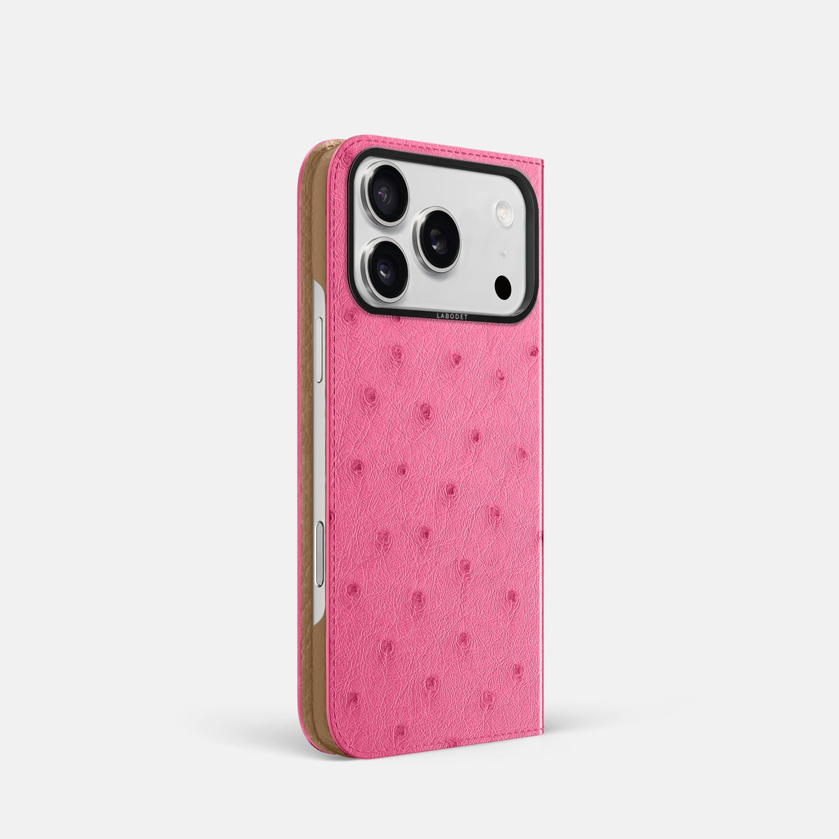Folio Case For iPhone 18 Pro In Ostrich -1 | Pink-Black
