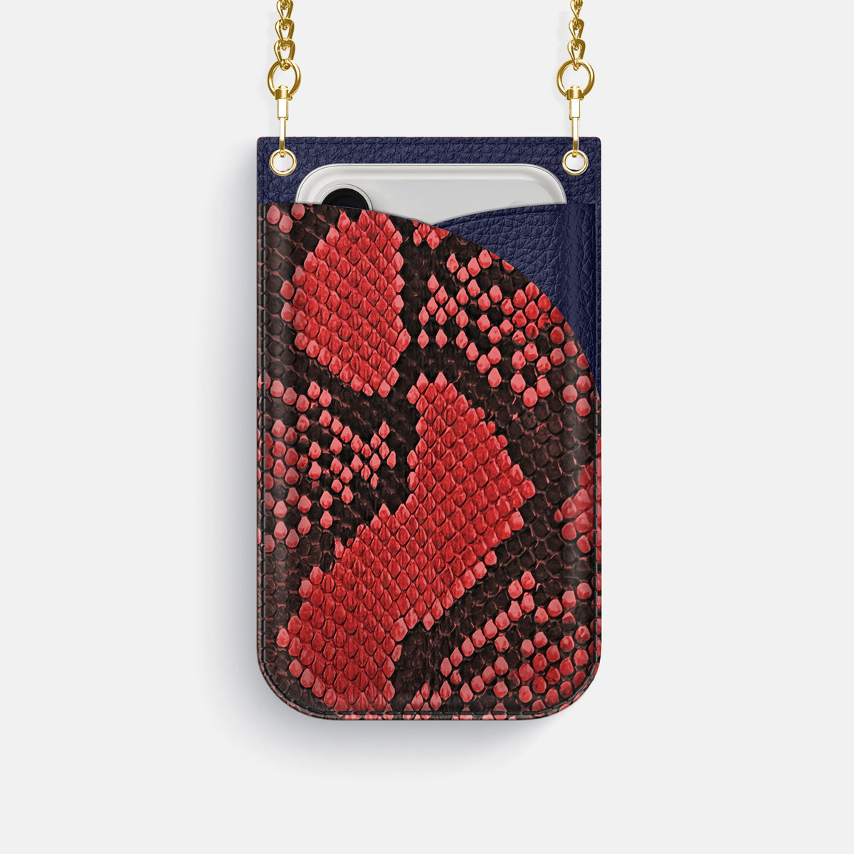 Crossbody Bag For iPhone 18 Pro In Deluxe Python -1 | Red-Gold
