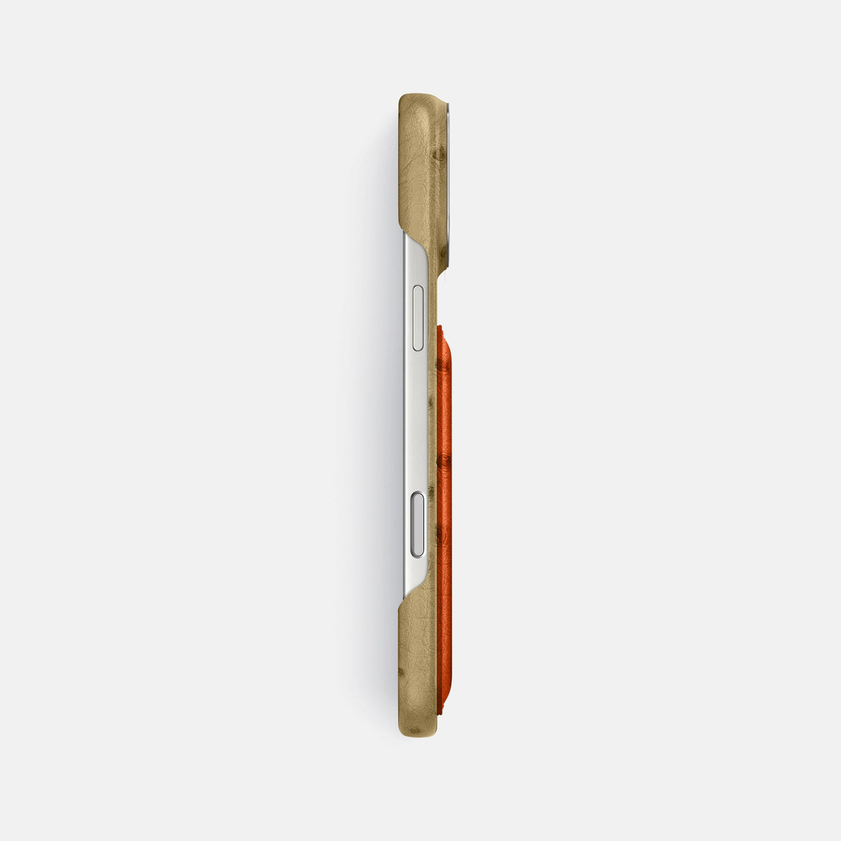 Double Card Case Coloré For iPhone 18 Pro Max In Ostrich -3 | Desert-Sand-Steel