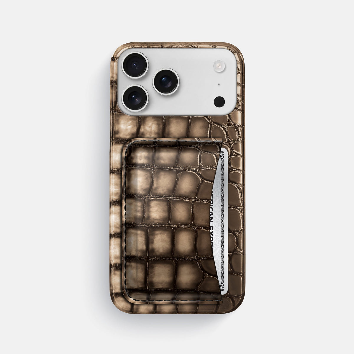 Slim Card Case For iPhone 18 Pro Max In Patina Alligator -1 | Etoupe