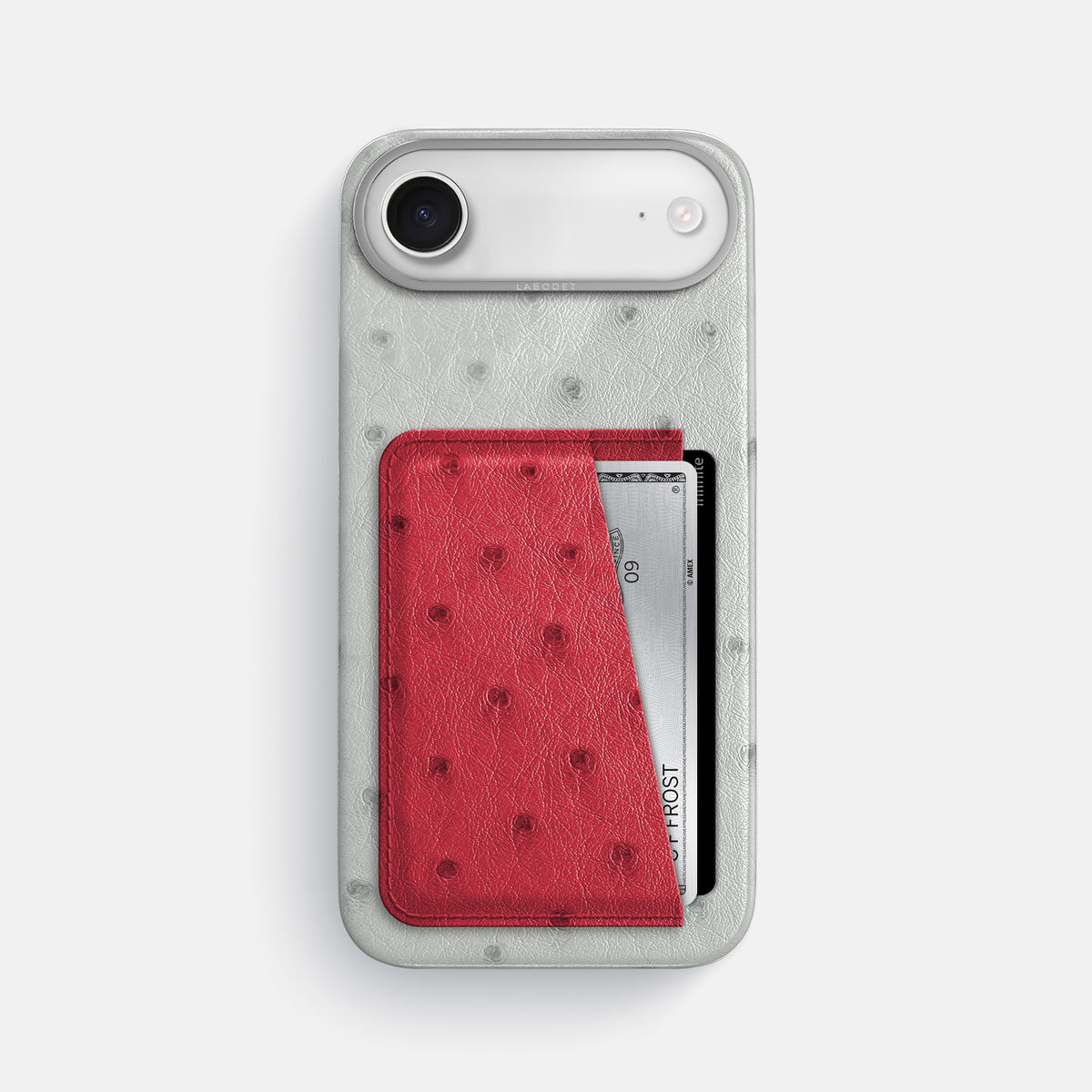 Double Card Case Coloré For iPhone 17 Air In Ostrich -1 | White-Steel