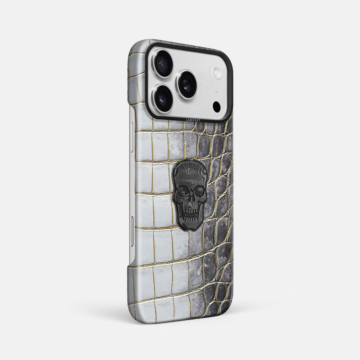 Classic Case With Carbon Skull For iPhone 17 Pro Max In Himalayan Crocodile -2 | Gold-Black