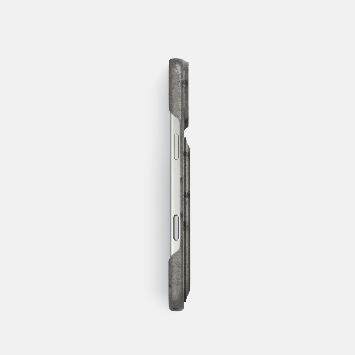 Double Card Case For iPhone 18 Pro In Ostrich -3 | Grey-Steel