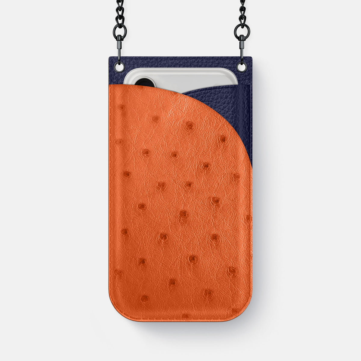 Crossbody Bag For iPhone 18 Pro Max In Ostrich -1 | Orange-Black