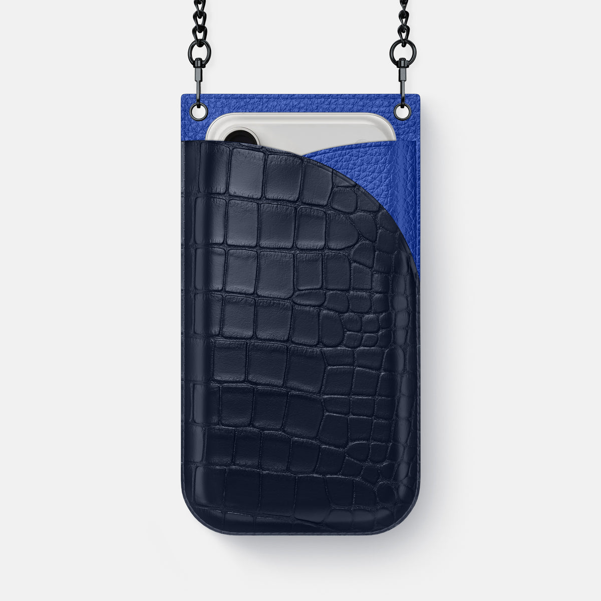 Crossbody Bag For iPhone 17 Pro In Alligator -1 | Navy-Blue-Black