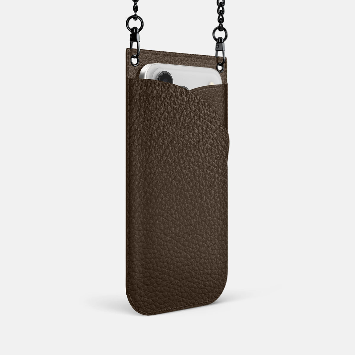 Crossbody Bag For iPhone 18 Pro In Calf -2 | Dark-Brown-Black