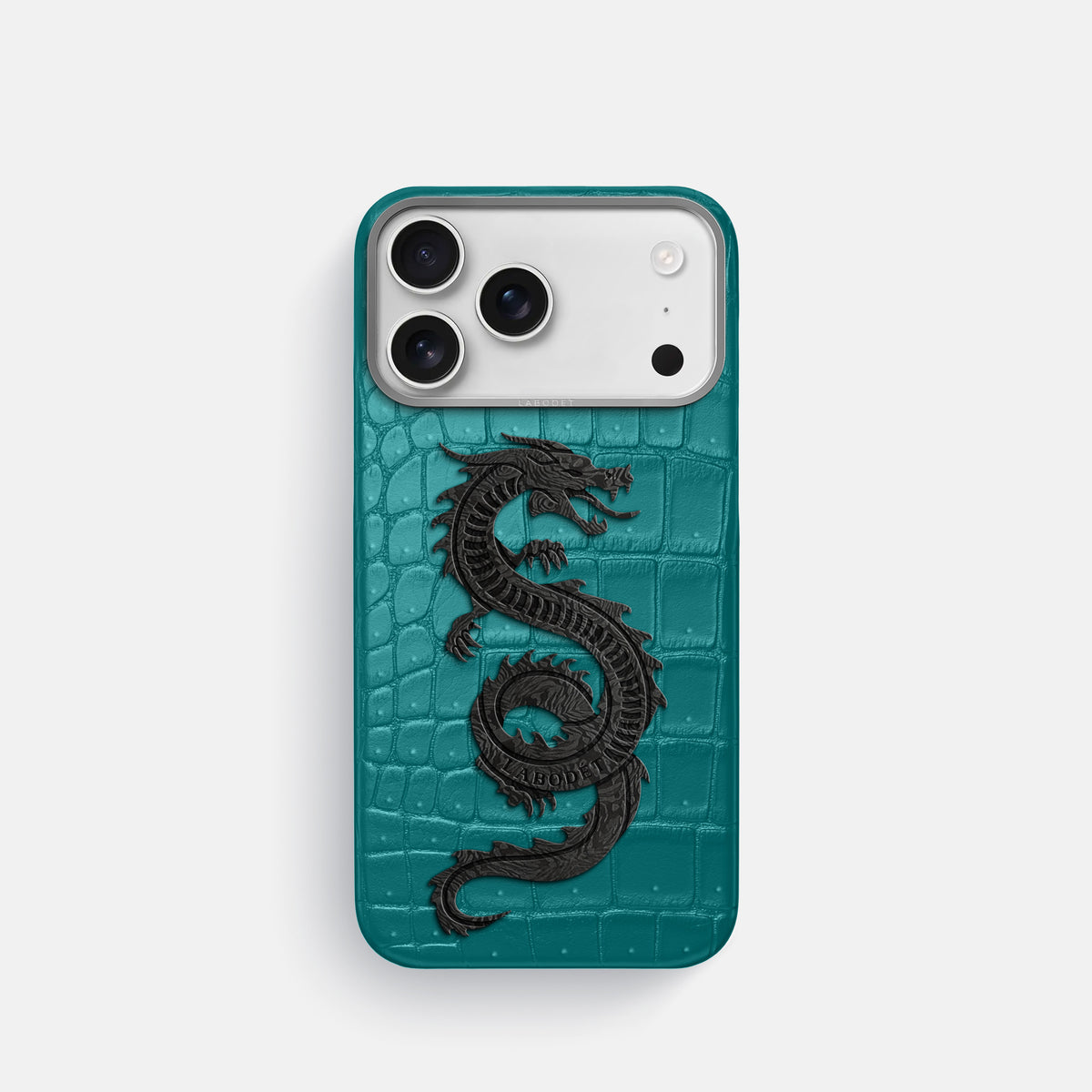 Classic Case With Carbon Dragon For iPhone 17 Pro In Porosus Crocodile -1 | Celadon-Steel
