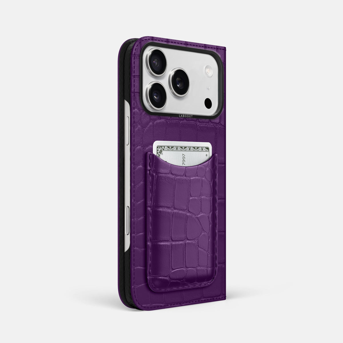 Folio Case with Card For iPhone 18 Pro Max In Alligator -1 | Purple-Black