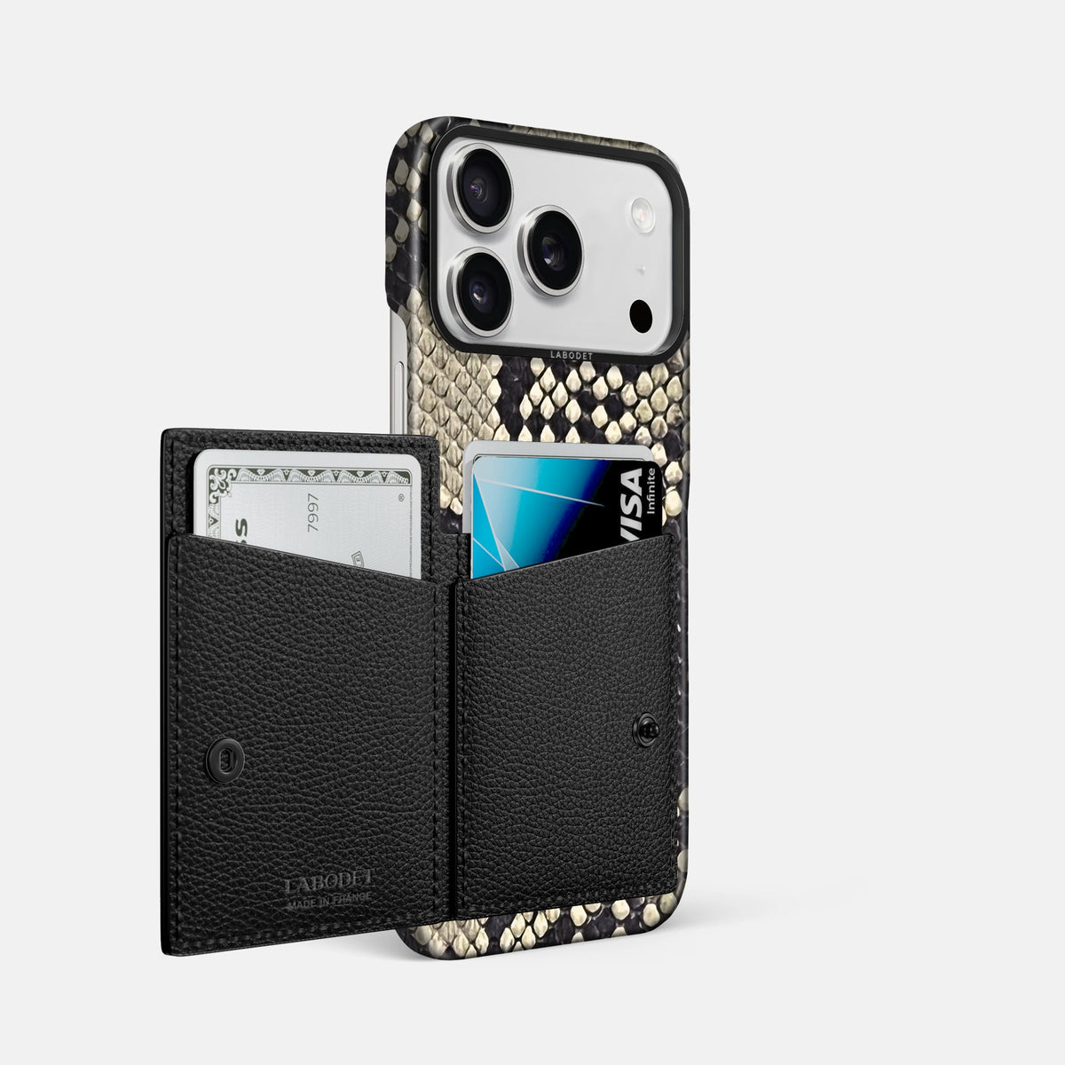 Bi-Fold Case For iPhone 18 Pro Max In Deluxe Python -2 | Savannah-Black