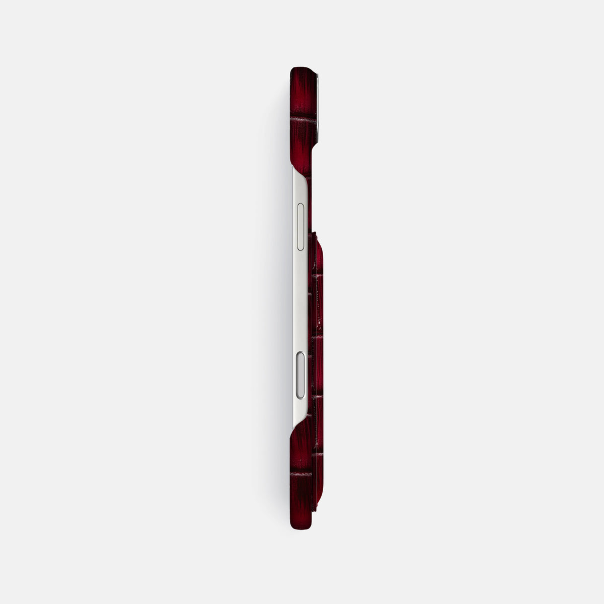 Double Card Case For iPhone 17 Air In Patina Alligator -3 | Havana-Burgundy-Steel