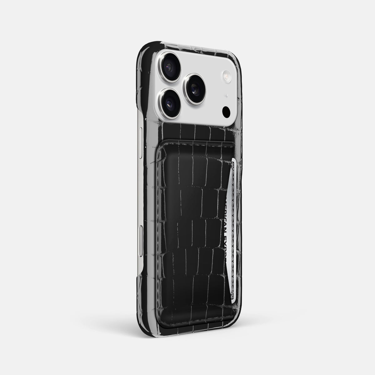 Slim Card Case For iPhone 17 Pro Max In Shiny Alligator -2 | Black