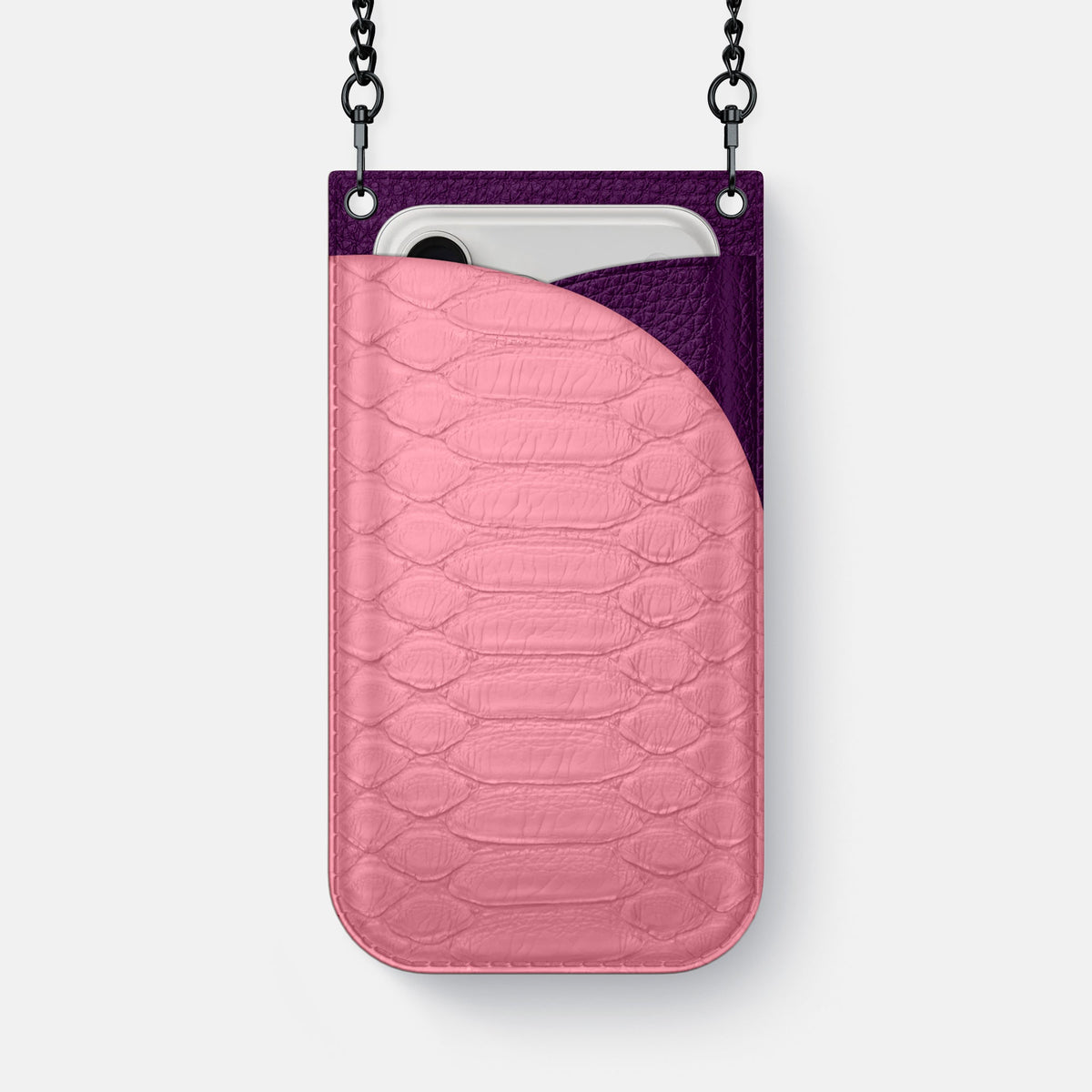 Crossbody Bag For iPhone 18 Pro Max In Python -1 | Pink-Black