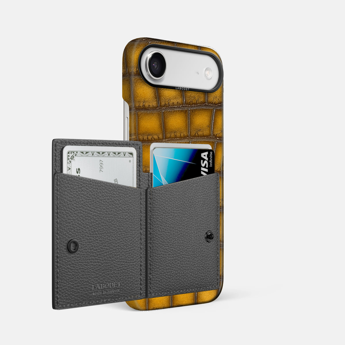 Bi-Fold Case For iPhone 17 Air In Patina Alligator -2 | Sydney-Black