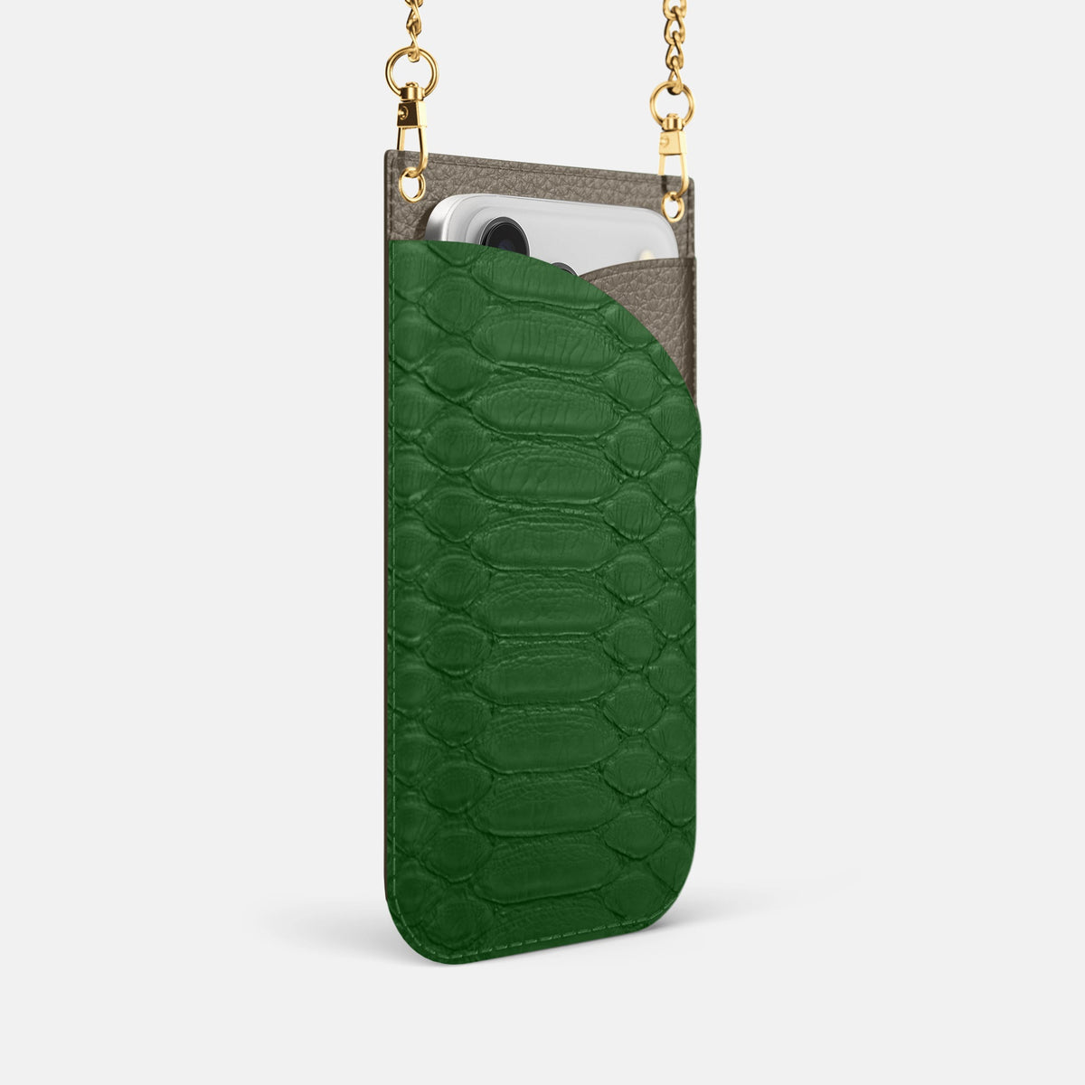 Crossbody Bag For iPhone 18 Pro In Python -2 | Green-Gold