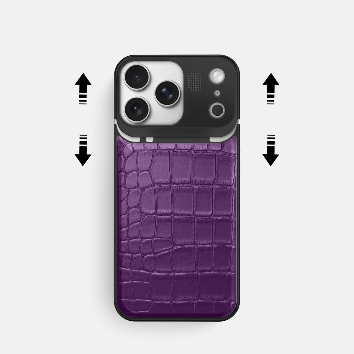 Metal Case For iPhone 18 Pro In Alligator -2 | Purple-Black