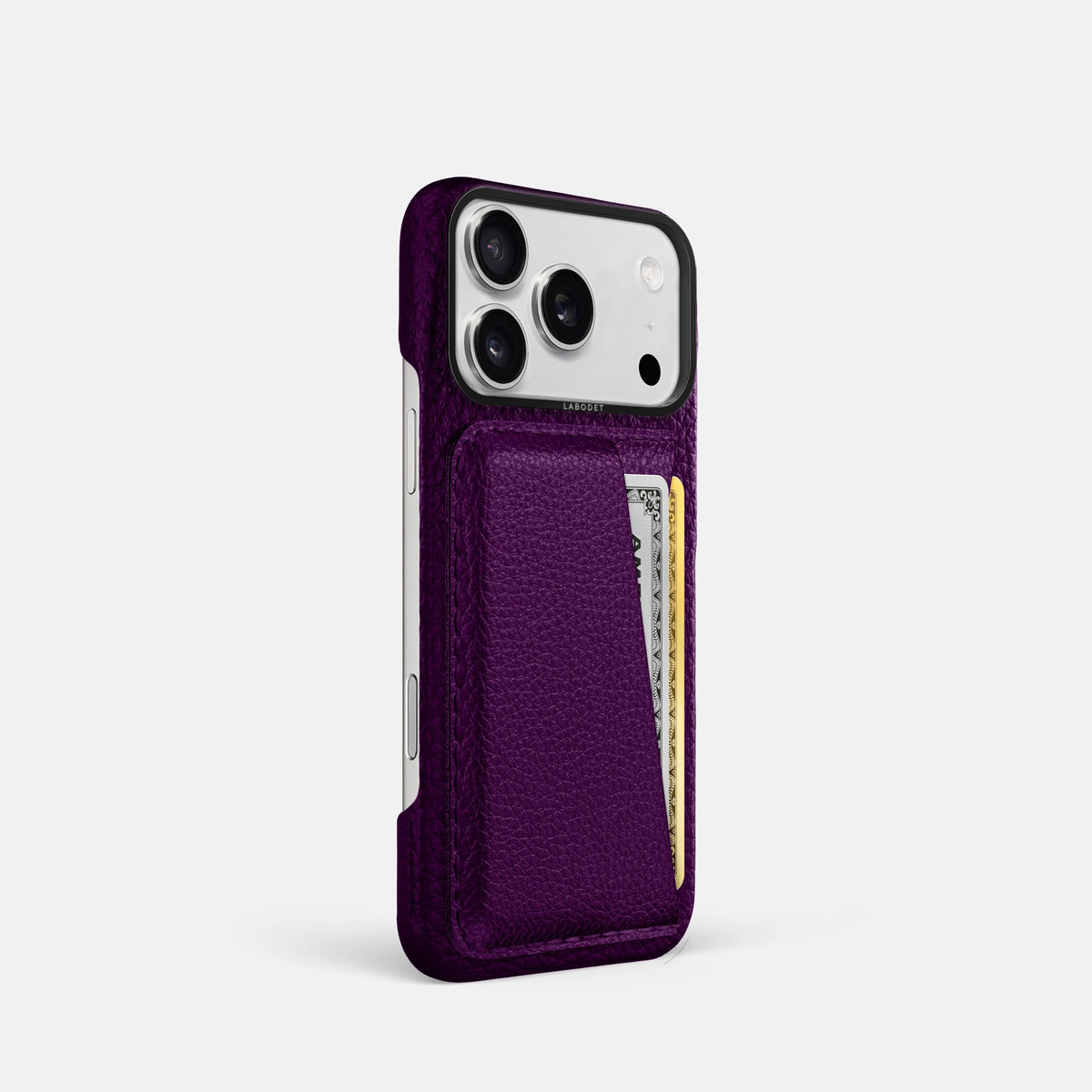 Double Card Case For iPhone 18 Pro In Calf -2 | Violet-Black
