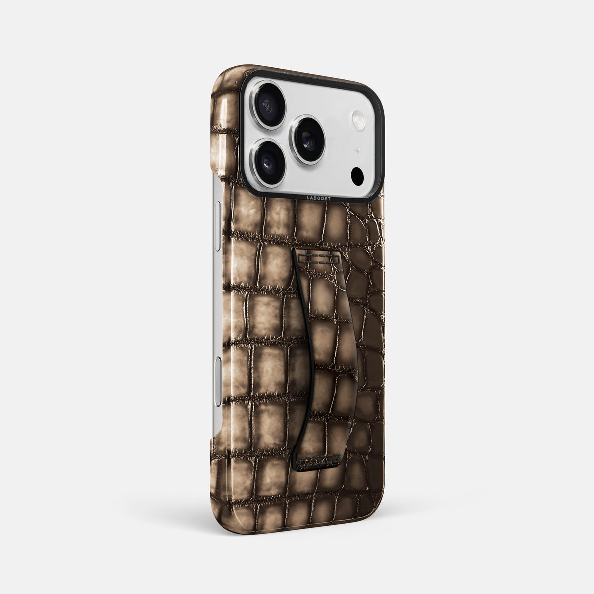 Finger Case For iPhone 17 Pro Max In Patina Alligator -2 | Etoupe-Black