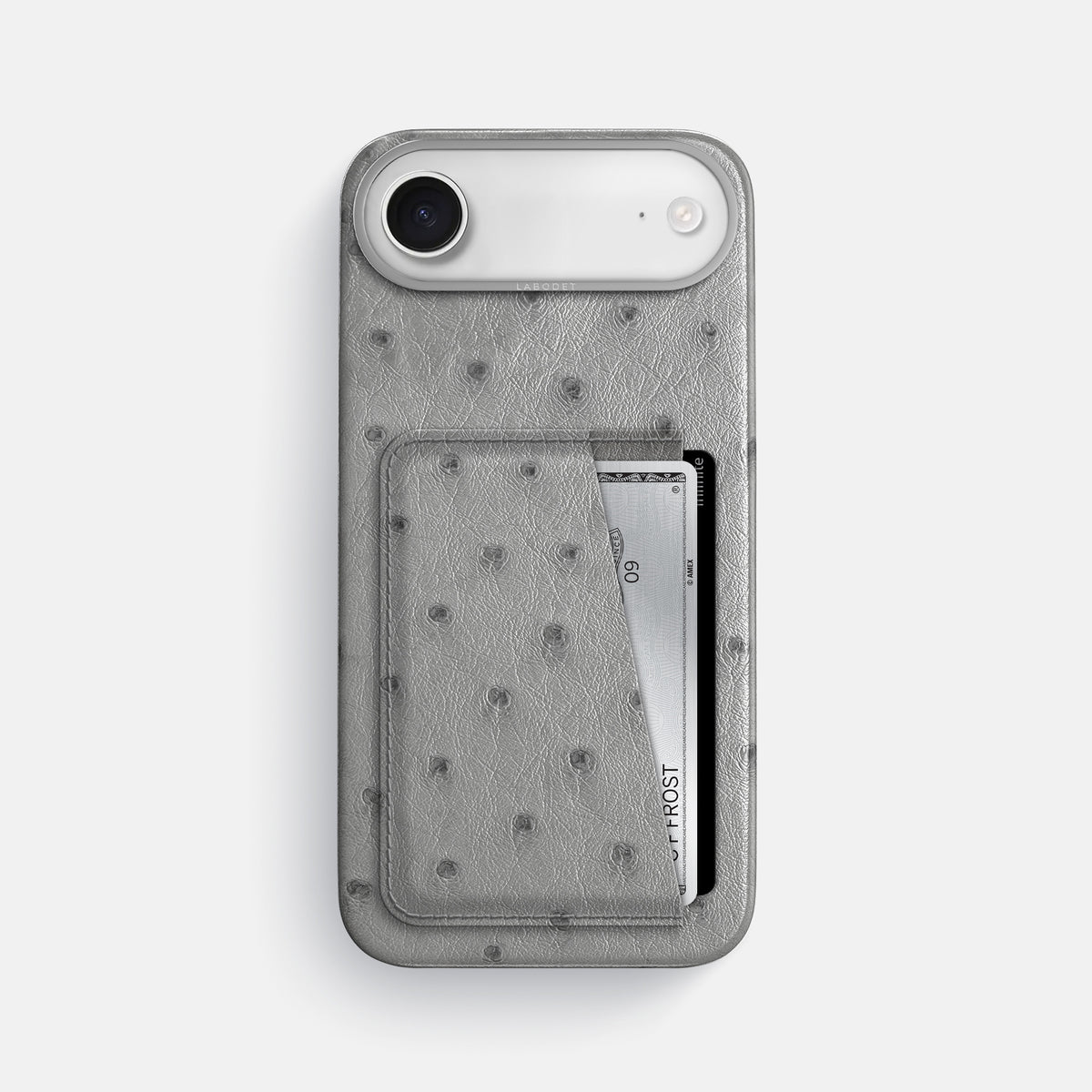 Double Card Case For iPhone 17 Air In Ostrich -1 | Silver-Steel